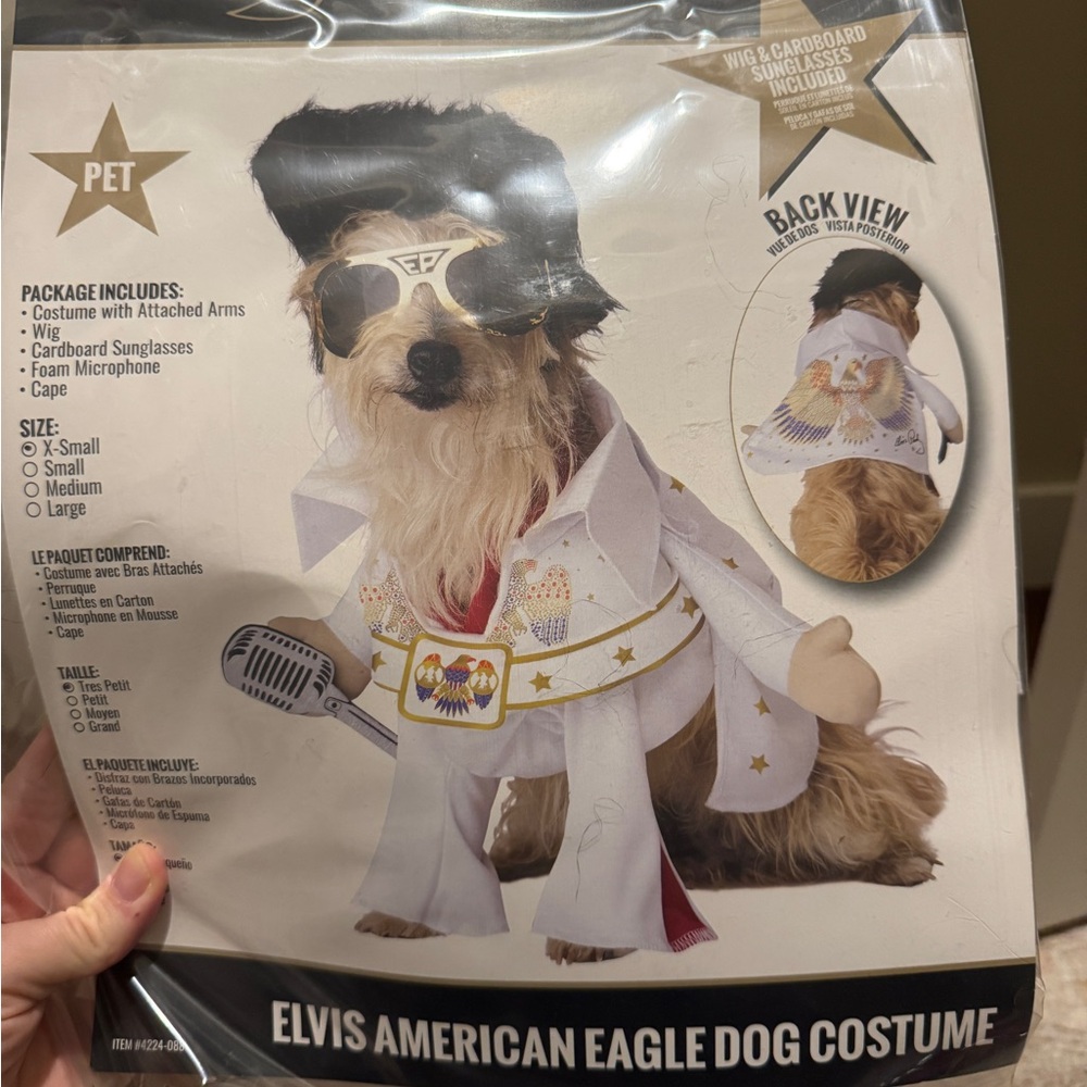 Pet Costume with Wig and Sunglasses - White